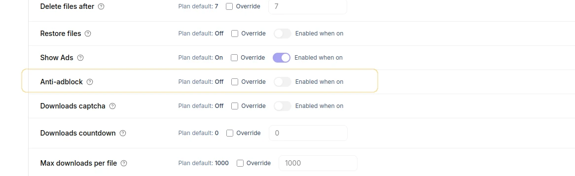 Per-user Anti Ad Block override