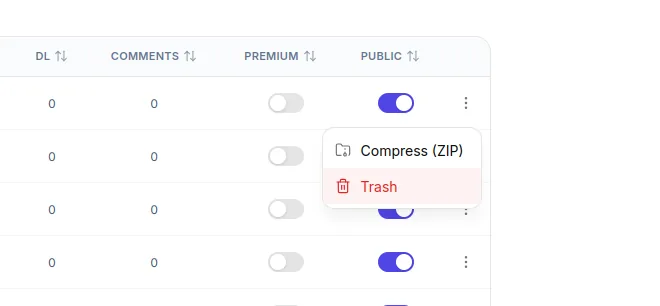 Compress folder to ZIP action