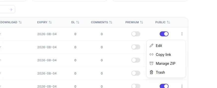 Manage ZIP action in My Files