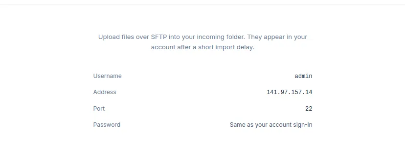 Member SFTP connection details