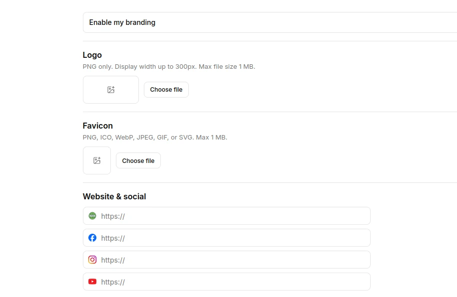 Member branding settings panel