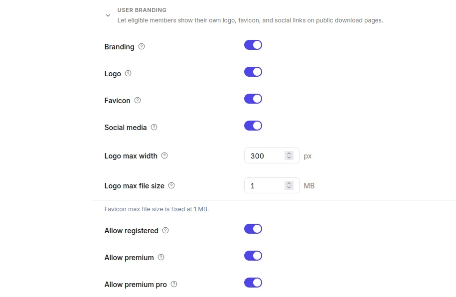 Admin Modes settings for User Branding